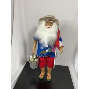 Belk 18" Beach Bum Tropical Holiday Santa Figure Hawaiian Shirt Aloha Christmas